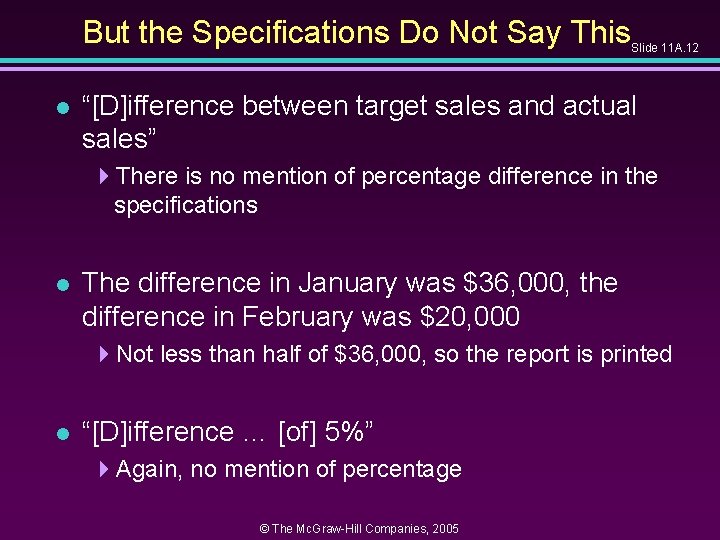 But the Specifications Do Not Say This Slide 11 A. 12 l “[D]ifference between