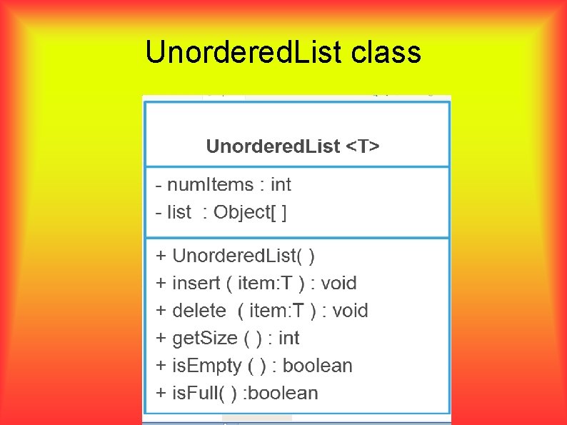 Unordered. List class 