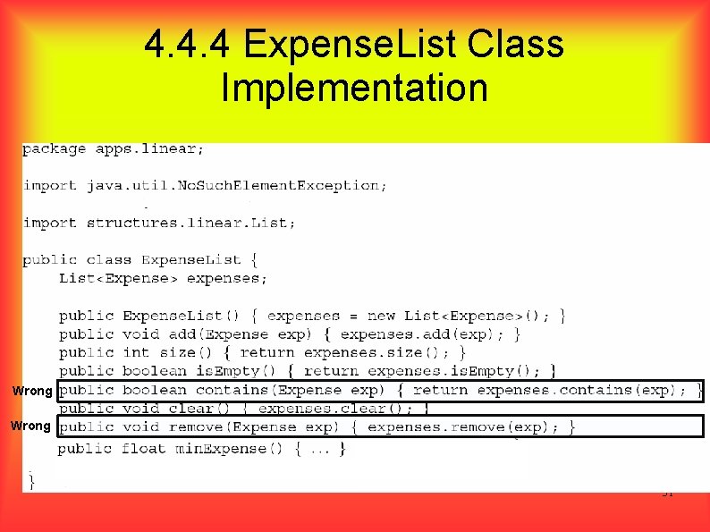 4. 4. 4 Expense. List Class Implementation Wrong 31 