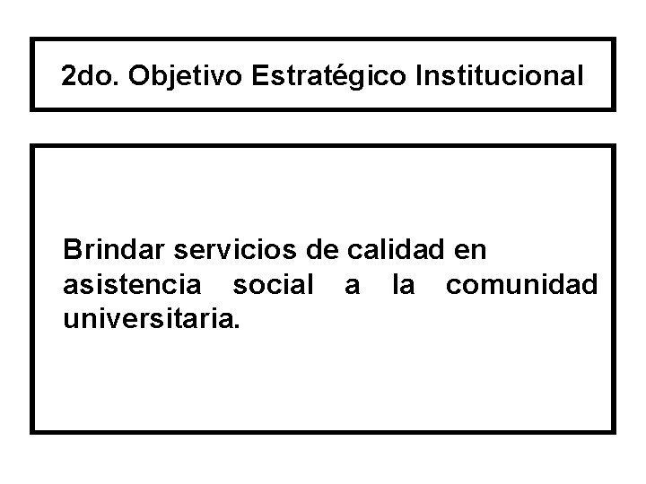 2 do. Objetivo Estratégico Institucional Brindar servicios de calidad en asistencia social a la