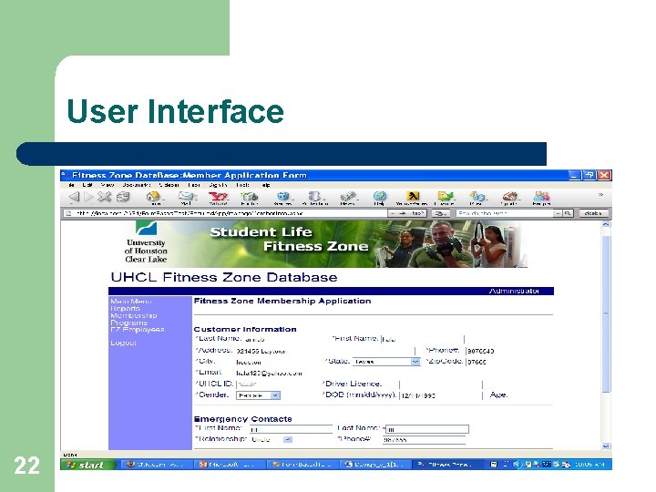 User Interface 22 