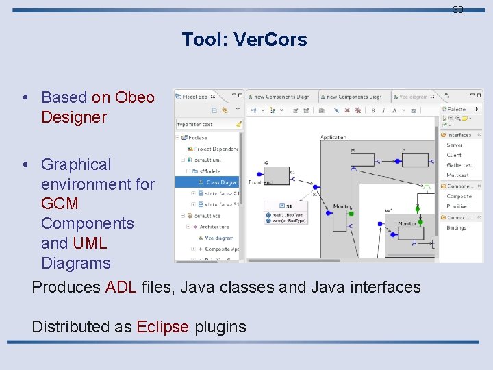 30 Tool: Ver. Cors • Based on Obeo Designer • Graphical environment for GCM