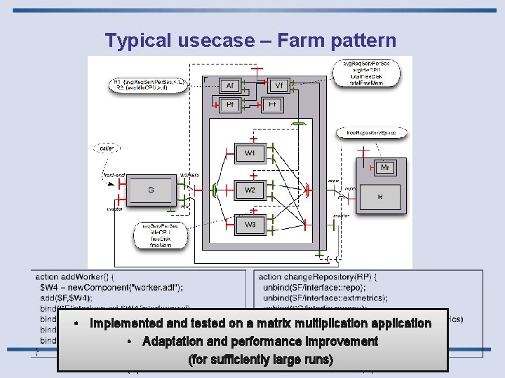 Typical usecase – Farm pattern • Implemented and tested on a matrix multiplication application