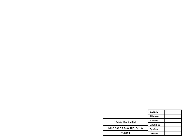 Org/Date REA/Date Torque Rod Control I&T/Date Safety/Date DINO-ADCS-DRAW-TRC, Rev. A Sys/Date 11/20/03 CM/Date 