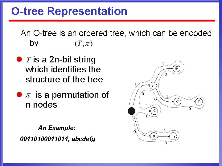 O-tree Representation An O-tree is an ordered tree, which can be encoded by l