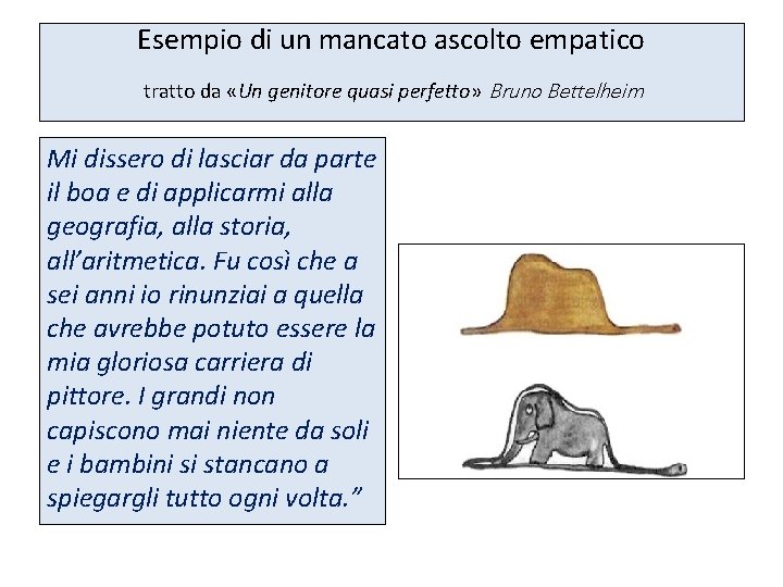 Esempio di un mancato ascolto empatico tratto da «Un genitore quasi perfetto» Bruno Bettelheim