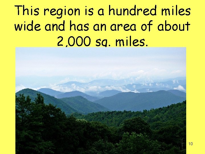 This region is a hundred miles wide and has an area of about 2,
