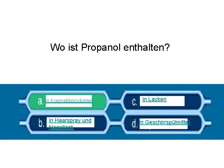 Wo ist Propanol enthalten? in Kosmetikprodukten in Haarspray und Nagellack in Lacken in Geschirrspülmittel