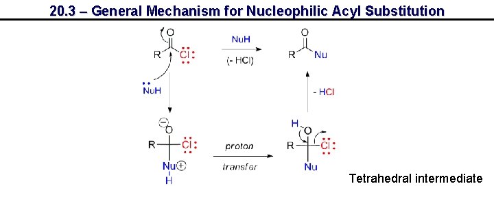 20. 3 – General Mechanism for Nucleophilic Acyl Substitution Tetrahedral intermediate 