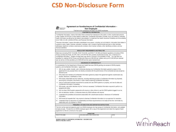 CSD Non-Disclosure Form 