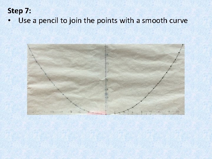 Step 7: • Use a pencil to join the points with a smooth curve