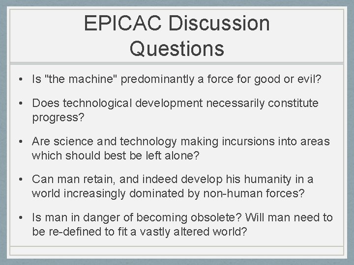EPICAC by Kurt Vonnegut Applying Postmodernism What elements
