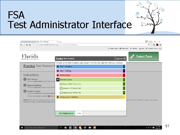 FSA Test Administrator Interface 57 