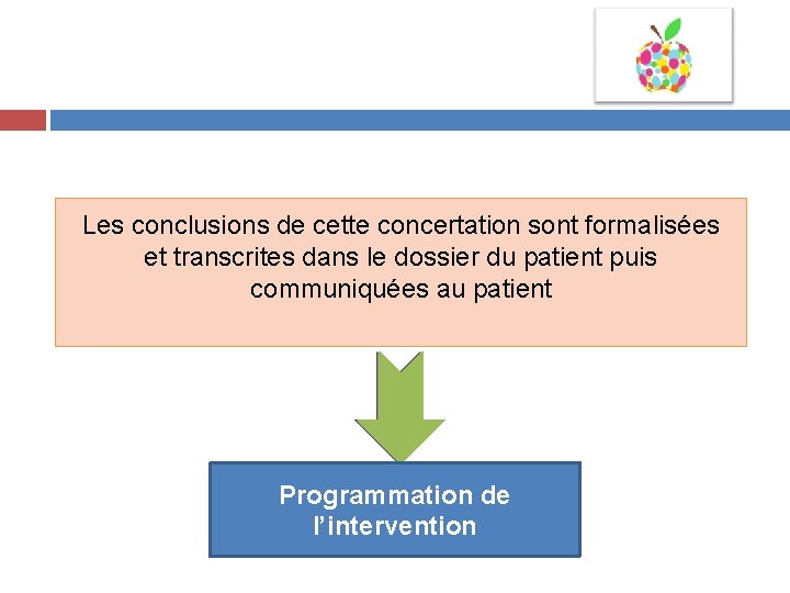 Les conclusions de cette concertation sont formalisées et transcrites dans le dossier du patient