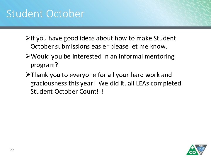 Student October ØIf you have good ideas about how to make Student October submissions