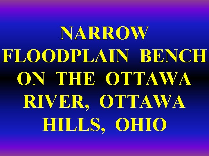 NARROW FLOODPLAIN BENCH ON THE OTTAWA RIVER, OTTAWA HILLS, OHIO 