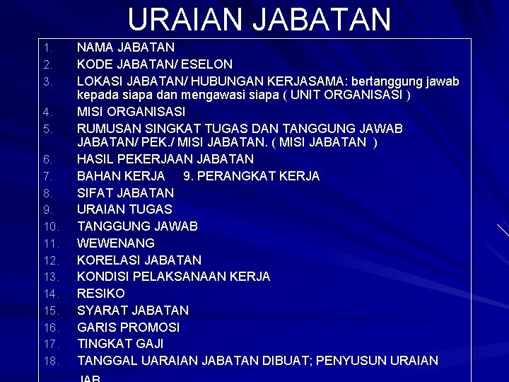 URAIAN JABATAN 1. 2. 3. 4. 5. 6. 7. 8. 9. 10. 11. 12.