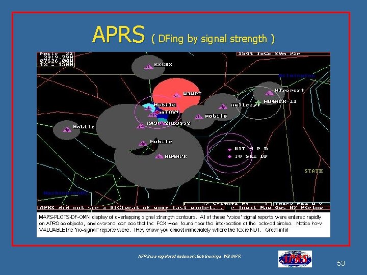 APRS ( DFing by signal strength ) APRS is a registered trademark Bob Bruninga, APRS ( DFing by signal strength ) APRS is a registered trademark Bob Bruninga,