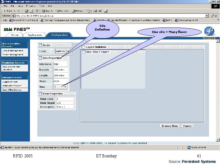 Site Definition RFID 2005 IIT Bombay One site = Many floors 61 Source: Persistent
