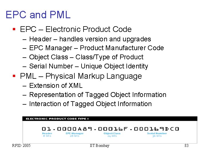 EPC and PML § EPC – Electronic Product Code – – Header – handles