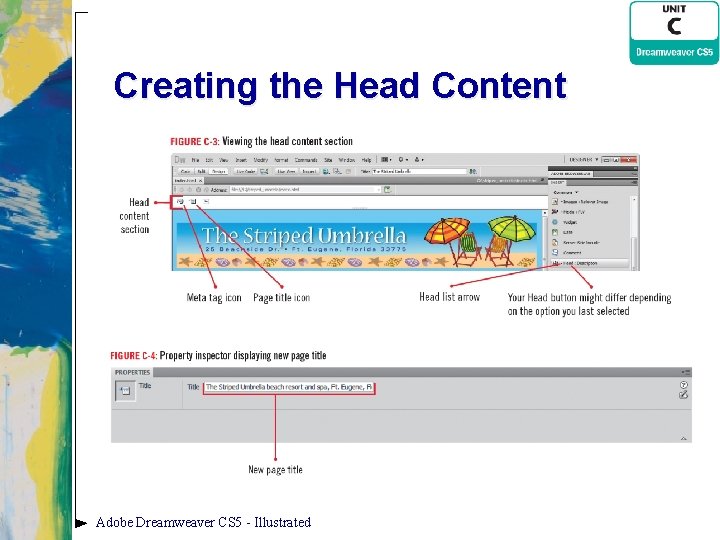 Creating the Head Content Adobe Dreamweaver CS 5 - Illustrated 