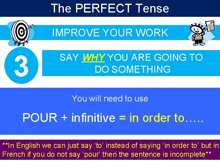 The PERFECT Tense IMPROVE YOUR WORK 3 SAY WHY YOU ARE GOING TO DO