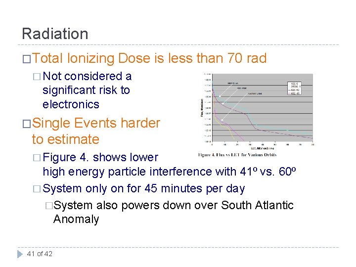 Radiation �Total Ionizing Dose is less than 70 rad � Not considered a significant