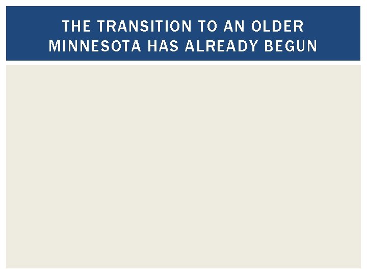 THE TRANSITION TO AN OLDER MINNESOTA HAS ALREADY BEGUN 