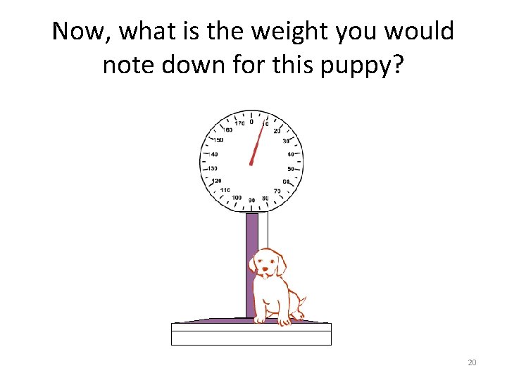 Now, what is the weight you would note down for this puppy? 20 