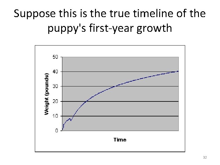 Suppose this is the true timeline of the puppy's first-year growth 32 