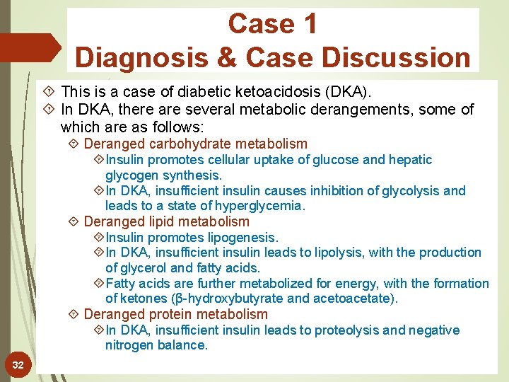 Case 1 Diagnosis & Case Discussion This is a case of diabetic ketoacidosis (DKA).
