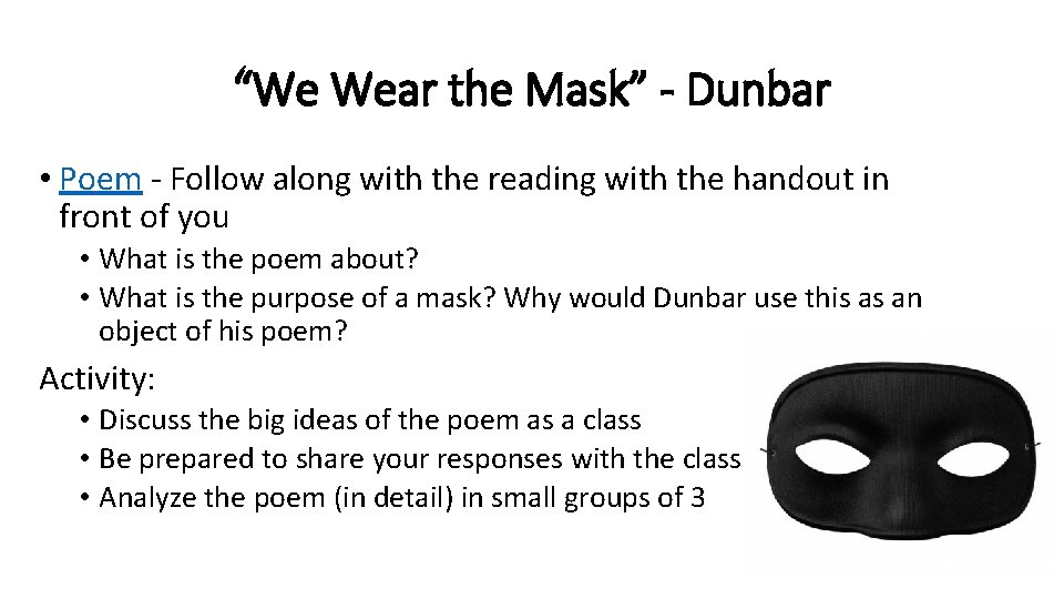 “We Wear the Mask” - Dunbar • Poem - Follow along with the reading