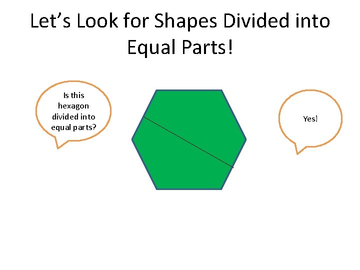 Let’s Look for Shapes Divided into Equal Parts! Is this hexagon divided into equal
