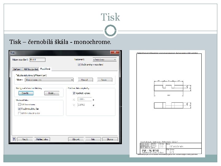 Tisk – černobílá škála - monochrome. 