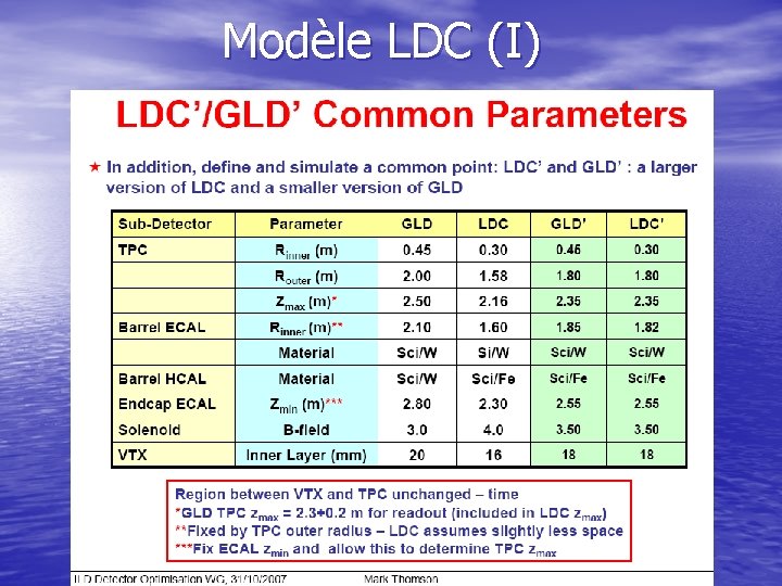 Modèle LDC (I) 