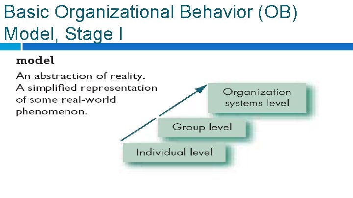 Basic Organizational Behavior (OB) Model, Stage I 
