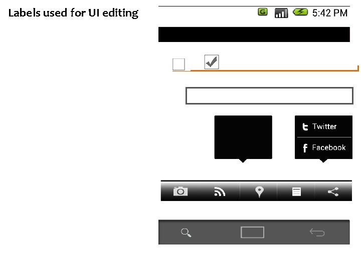 Labels used for UI editing 