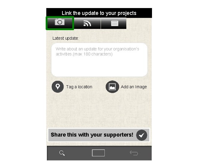 Link the update to your projects Latest update: Write about an update for your