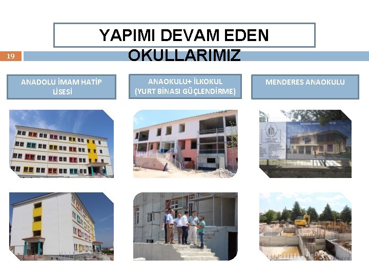 19 YAPIMI DEVAM EDEN OKULLARIMIZ ANADOLU İMAM HATİP LİSESİ ANAOKULU+ İLKOKUL (YURT BİNASI GÜÇLENDİRME)