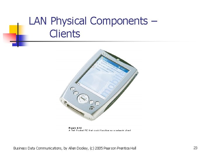 LAN Physical Components – Clients Business Data Communications, by Allen Dooley, (c) 2005 Pearson