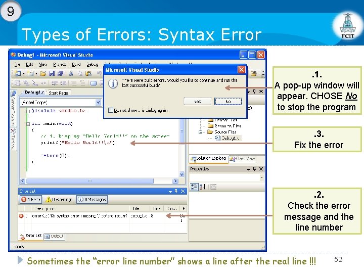 9 Types of Errors: Syntax Error. 1. A pop-up window will appear. CHOSE No