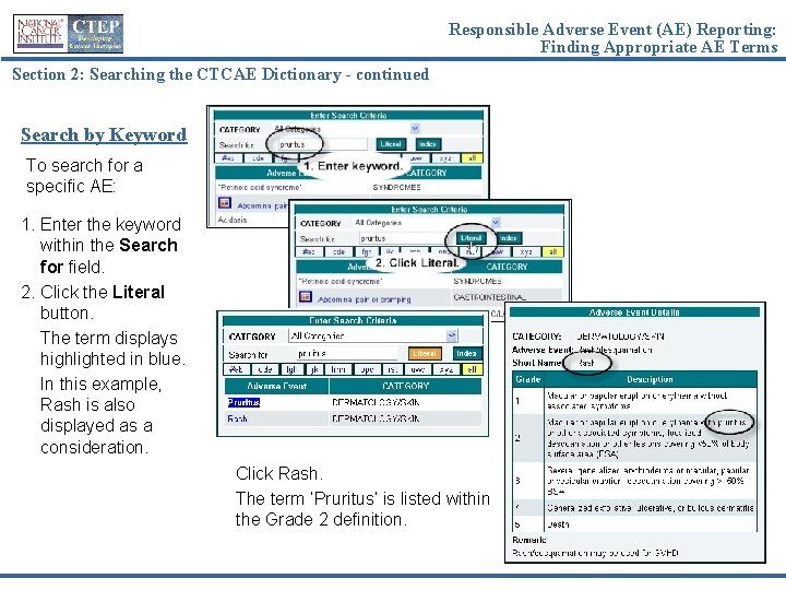 Responsible Adverse Event (AE) Reporting: Finding Appropriate AE Terms Section 2: Searching the CTCAE