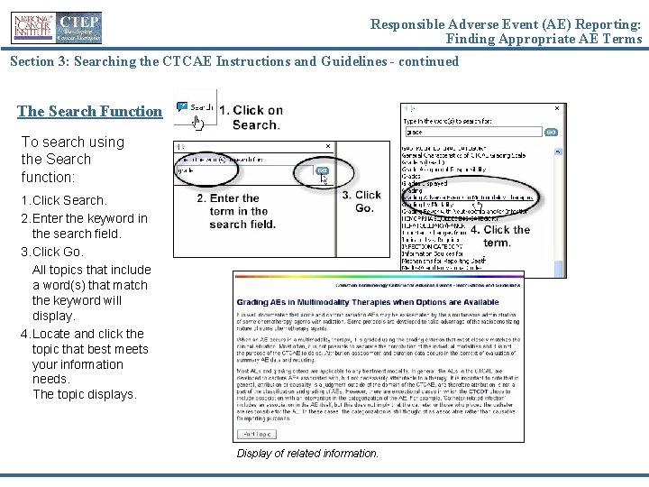 Responsible Adverse Event (AE) Reporting: Finding Appropriate AE Terms Section 3: Searching the CTCAE