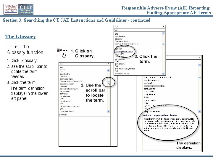 Responsible Adverse Event (AE) Reporting: Finding Appropriate AE Terms Section 3: Searching the CTCAE