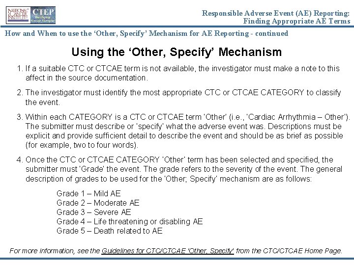 Responsible Adverse Event (AE) Reporting: Finding Appropriate AE Terms How and When to use