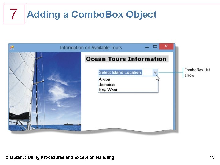 7 Adding a Combo. Box Object Chapter 7: Using Procedures and Exception Handling 13 7 Adding a Combo. Box Object Chapter 7: Using Procedures and Exception Handling 13