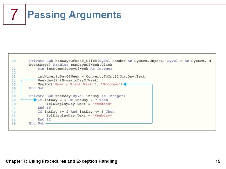 7 Passing Arguments Chapter 7: Using Procedures and Exception Handling 19 7 Passing Arguments Chapter 7: Using Procedures and Exception Handling 19
