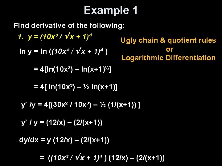 Lesson 3 8 Part 2 Logarithmic Differentiation Objectives