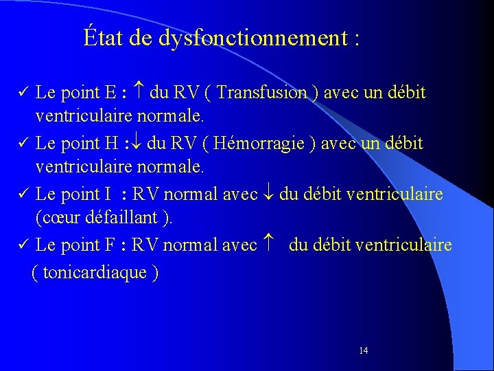 État de dysfonctionnement : Le point E : du RV ( Transfusion ) avec