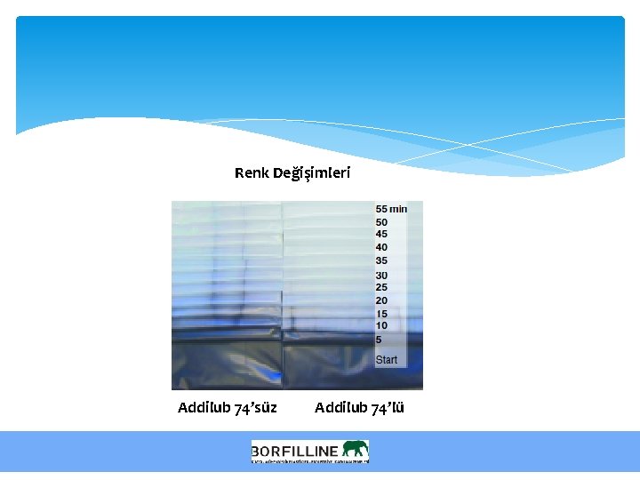 Renk Değişimleri Addilub 74’süz Addilub 74’lü 